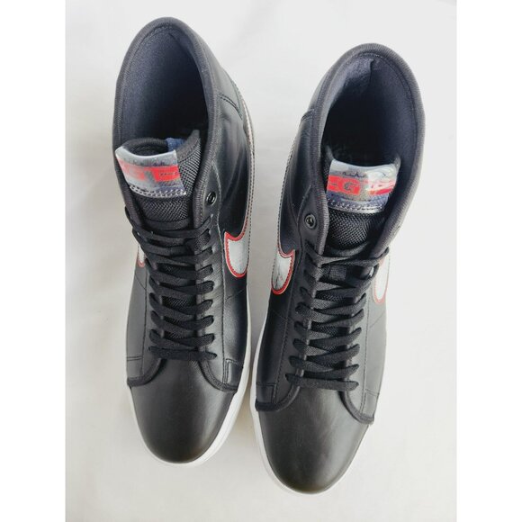 14 MEN\'S NIKE ZOOM BLAZER MID PRO GT FN4182-001 BLACK SILVER RED main image 4